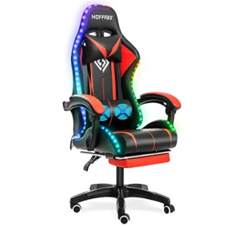 Gaming Chair Massage with LED RGB Lights and Footrest Review